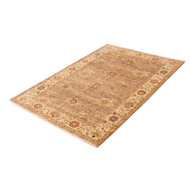 Tapis oriental brun en laine noué à la main 5 pi 11 po x 8 pi 11 po Ekamjit