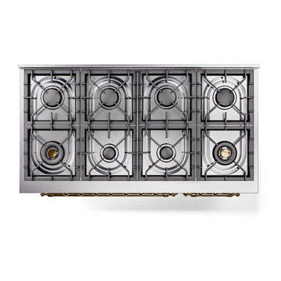 ILVE Nostalgie II Series 48 inch Dual Fuel Range with 8 Black Brass Burners (Limited Edition) (Glass Door)