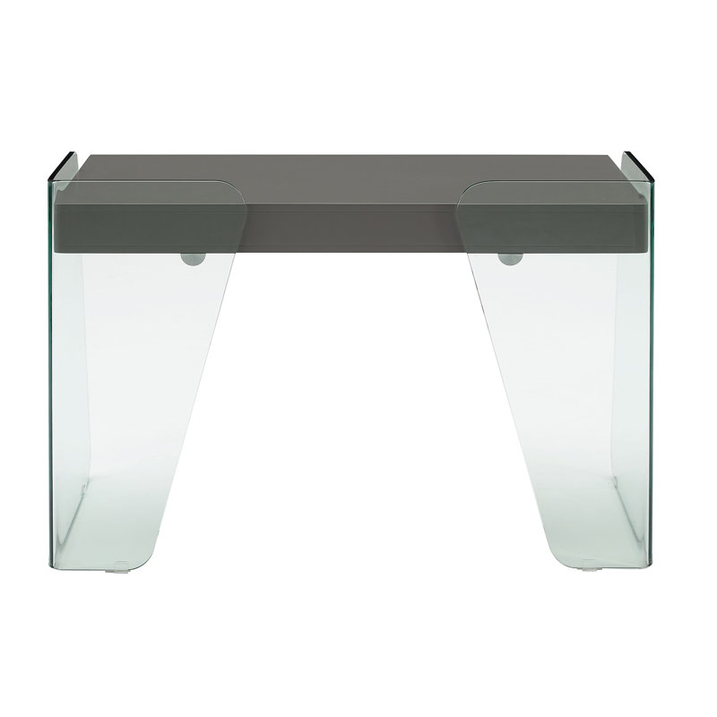 Bureau Shadin gris brillant avec rangement., Gris