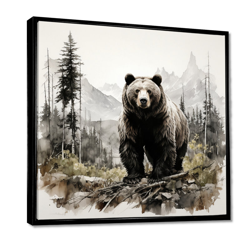 «Bear Wild Majesty II», reproduction d'art sur toile, Noir, Reproduction avec cadre flottant, 44" H x 44" W
