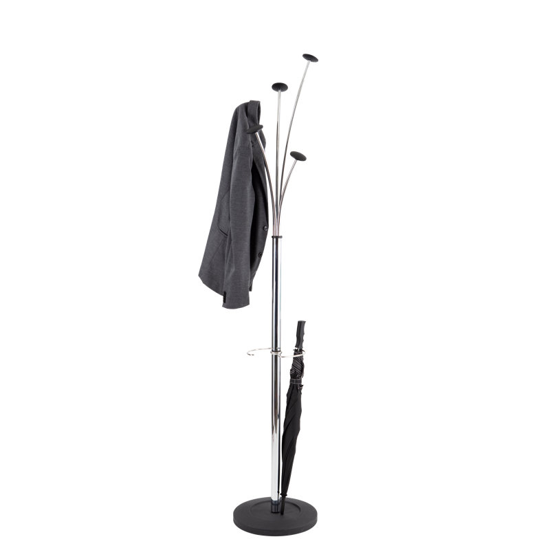 Steel Freestanding 5 - Hook Coat Rack, Chrome