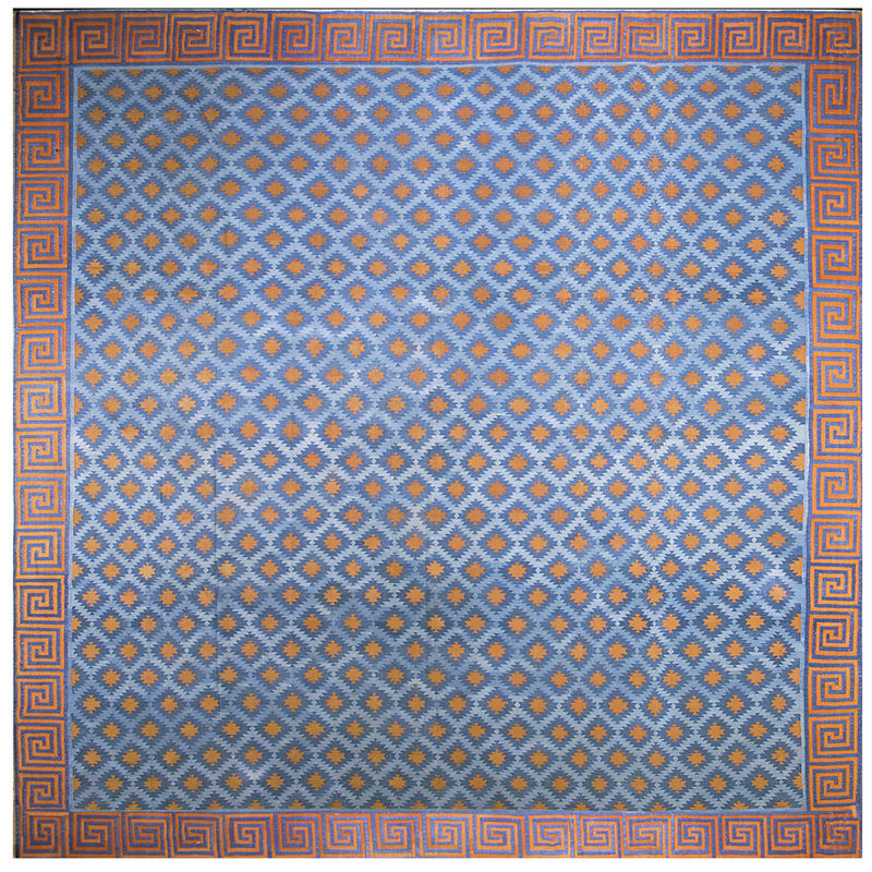 Grand tapis indien en coton Dhurrie