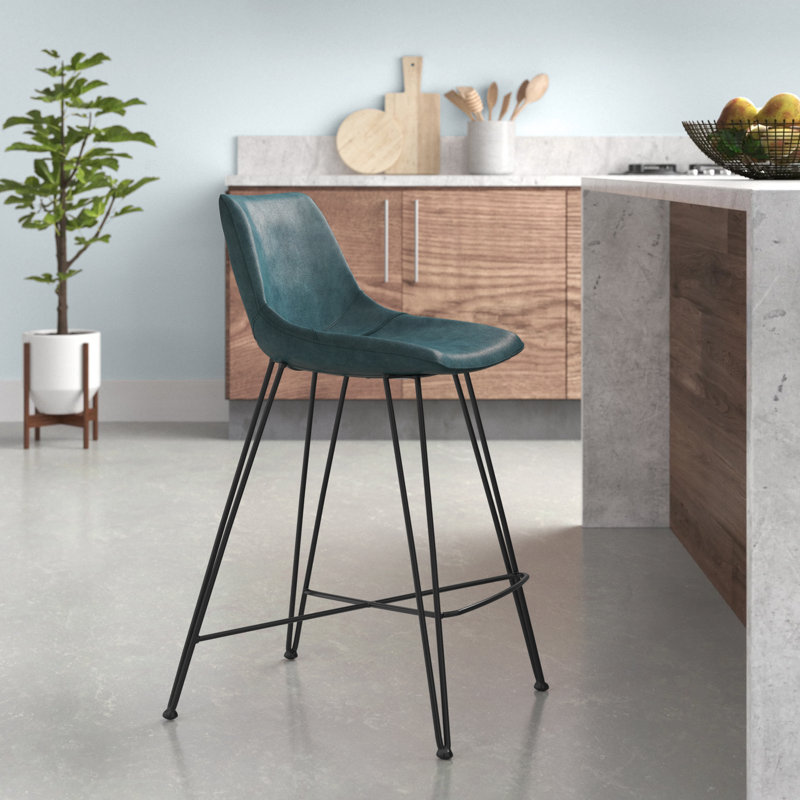 Volya Bar & Counter Stool Faux Leather, Counter Stool (25" Seat Height), Teal