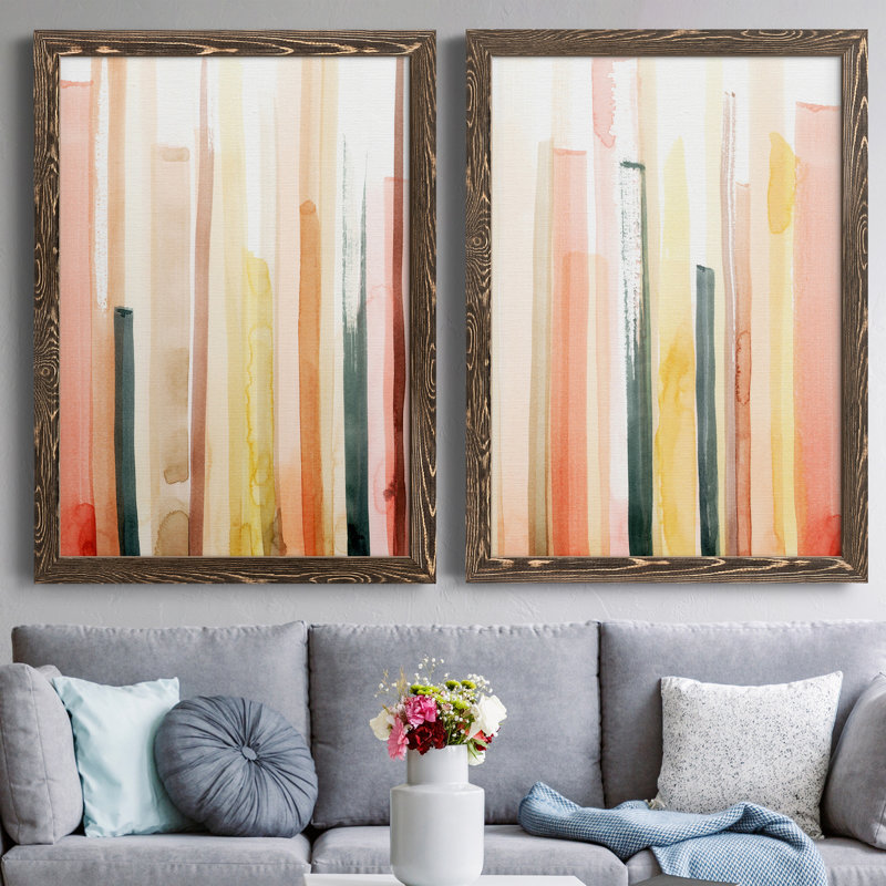 Coral Reach I - ensemble de 2 reproductions d'art sur toile, H 37,5 po x l 55 po x P 1,5 po, Toile avec cadre en noyer