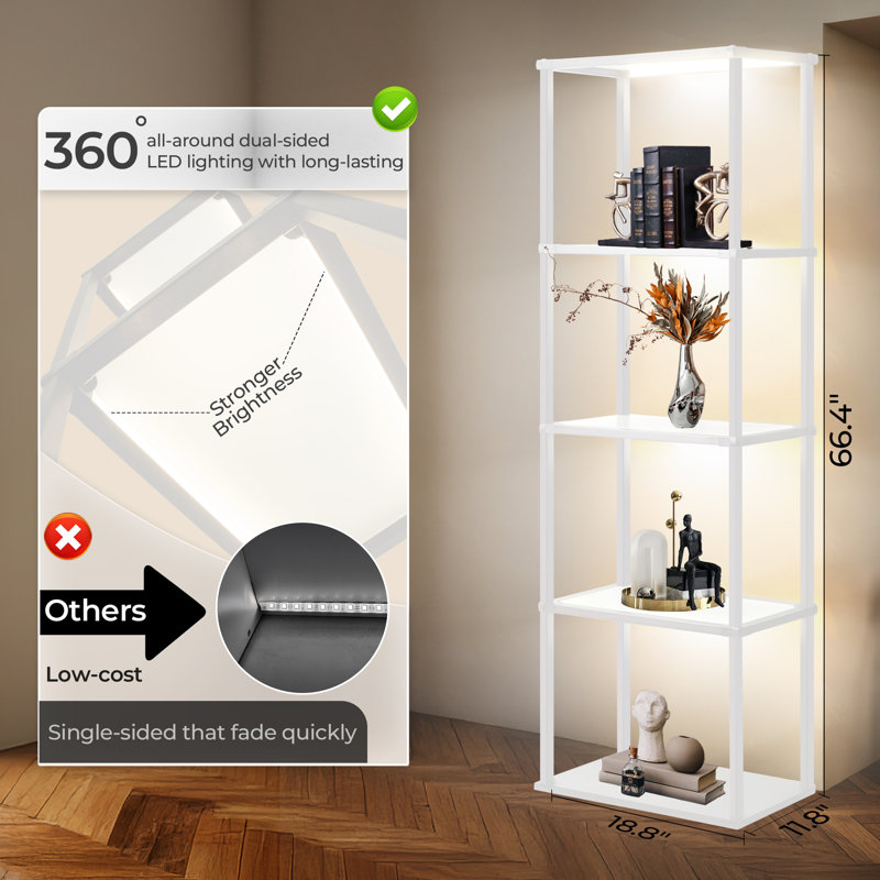 65" Column Floor Lamp With Remote Control. Full Brightness Control And Color Changing Temps, White