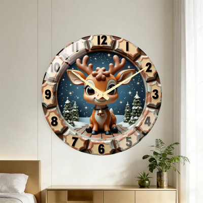 Horloge de Noël renne, horloge murale 24 po
