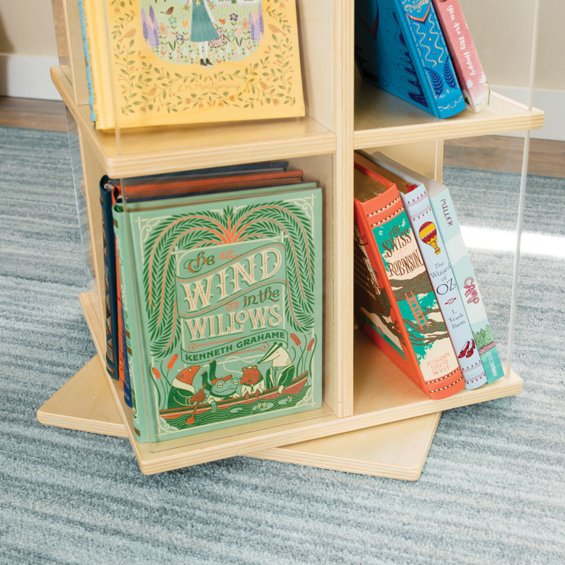EdQ Essentials Rotating Book Display 3 Tier, Natural