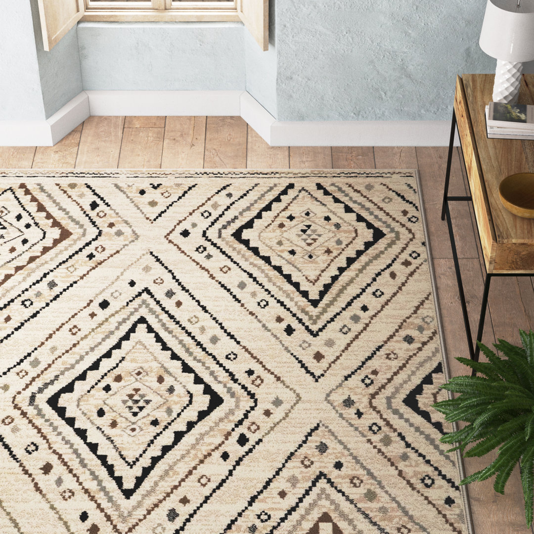 Hennadij Moroccan Beige/Black Area Rug Union Rustic Rug 