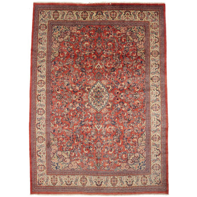 Tapis oriental rétro vintage orange-rouge 11 x 15