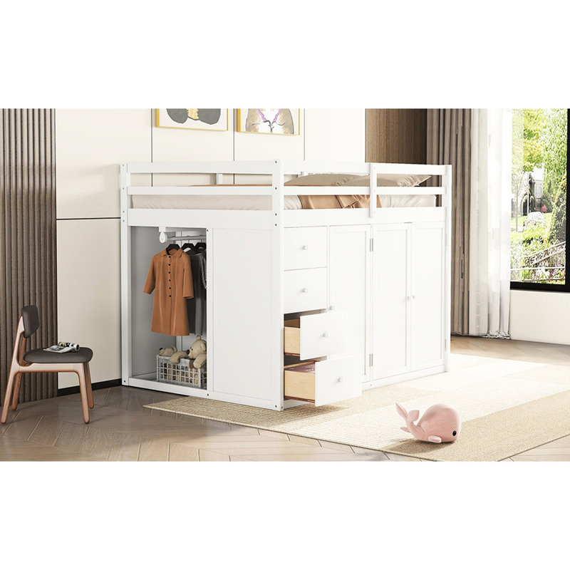 Full Size Loft Bed With Customizable Storage Options - Bedroom Furniture White Versatile Arrangements Customize Your To Perfection