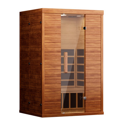 2-Person Far Infrared Indoor Sauna with Tempered Glass Door and Solid Hemlock Wood