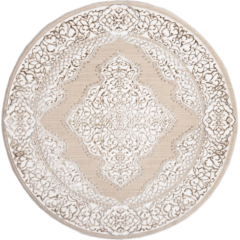 Carenda Floral Area Rug, Round 120cm
