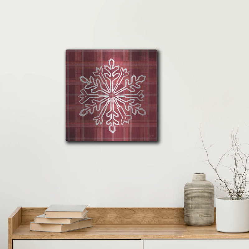 «Red Plaid Snowflakes» par House Fenway, H 12 po x l 12 po