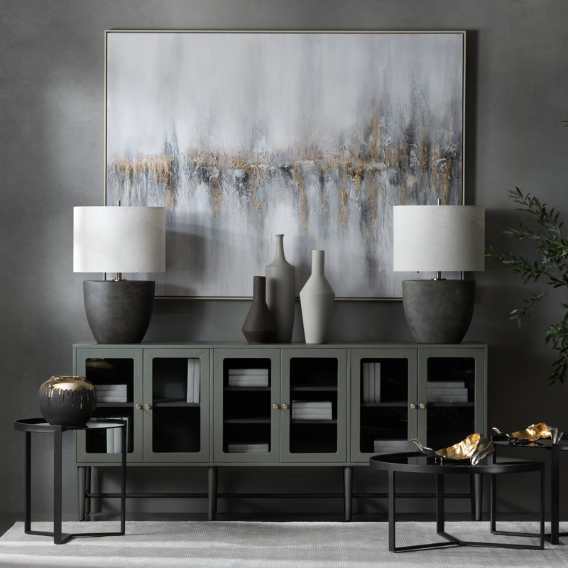 89" Deep Green 6-Door Media Credenza_Sideboard