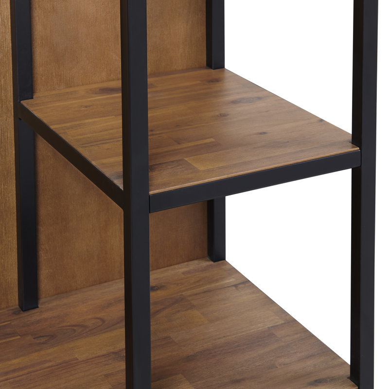 Lloyd 58" Natural Acacia Wood and Metal Hall Tree with Storage