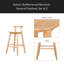 Tabouret de bar d'intérieur en bois d'hévéa, finition naturelle, ensemble de 2
