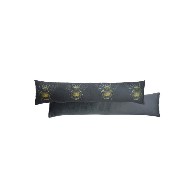 Gold Bee Rectangular Floor Pillow Cover, Dark Grey