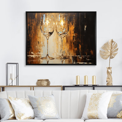 Gold And White Champagne Glass Bubbles - Champagne Wall Art