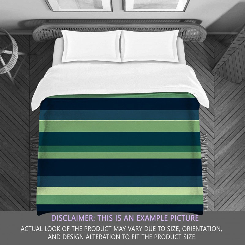 Polyester Striped Comforter, King Comforter, Dark Green/White