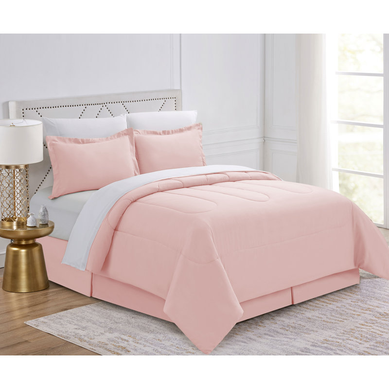 Wayfair Basics® Lightweight Bed-In-A-Bag Set, Full Comforter + 7 Additional Pieces, Rose Blush
