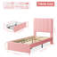Base de lit tapissier Chic Chic - taille simple, tête de lit Wave, tiroir de rangement sous le lit, support de lattes en bois moderne, robuste et confortable, assemblage facile, aucune boîte fraîche nécessaire - rose, taille simple-2026748395