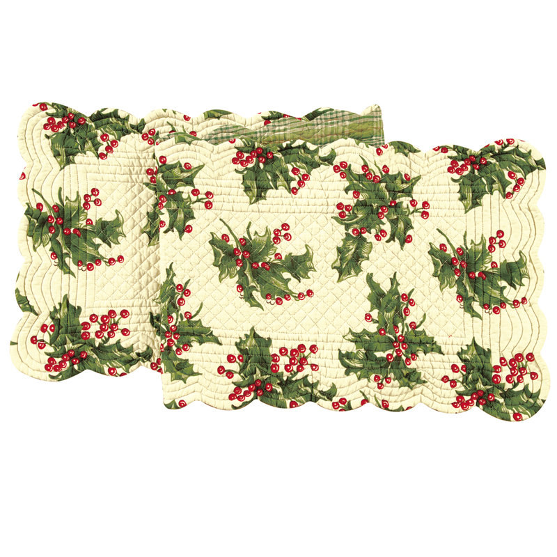 Betty Holly Cream Cotton Table Runner Large