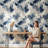 Floral Wallpaper Blue Abstract Removable Wall Decor