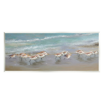 Sandpiper Flock Shoreline Splashing Wall Plaque Art by Rick Novak