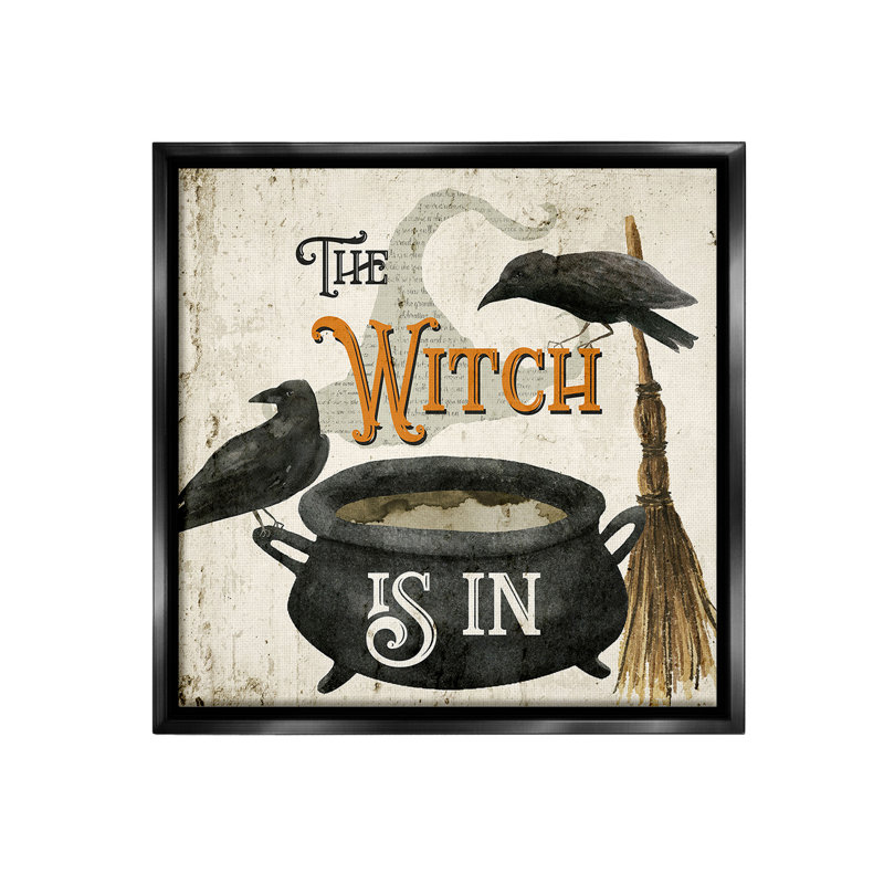 «Vintage Witch Is In» par Deane Beesley sur, Cadre flottant noir de jais, H 18 po x l 18 po