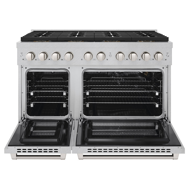 ZLINE 48 in. 6.7 cu. ft. Paramount Gas Range W/ 8 Burner DuoPro Cooktop and Dual Ovens in Satin Stainless Steel