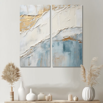Minimalism Beige And Grey Wave Horizon II - Coastal Canvas Wall Art