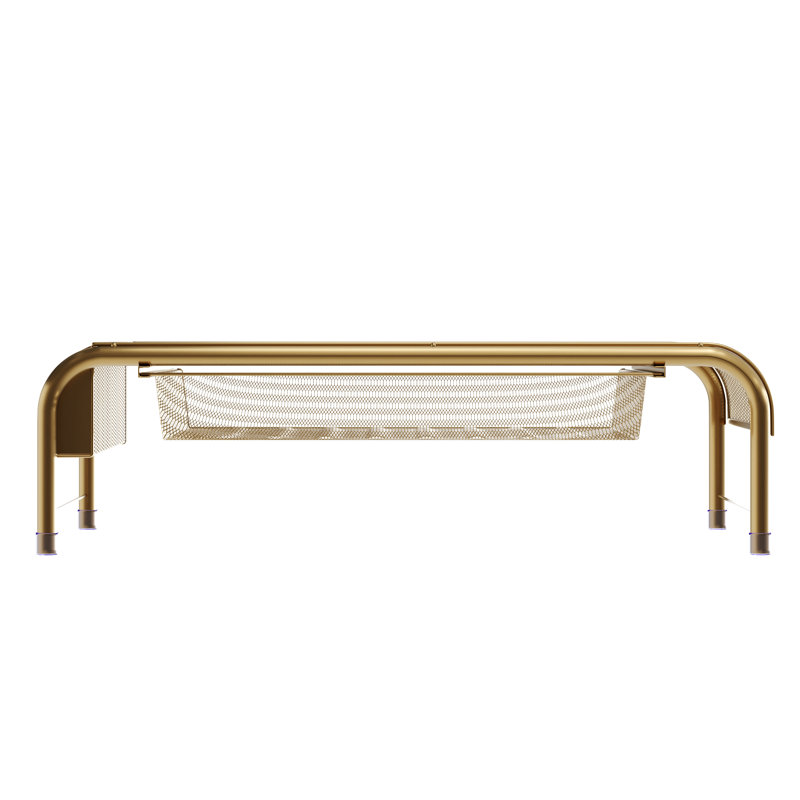 Gold Mesh Metal Desktop Monitor Stand Riser with Drawer