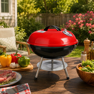 14'' Portable Charcoal Grill, Locking Lid and Dual Vents