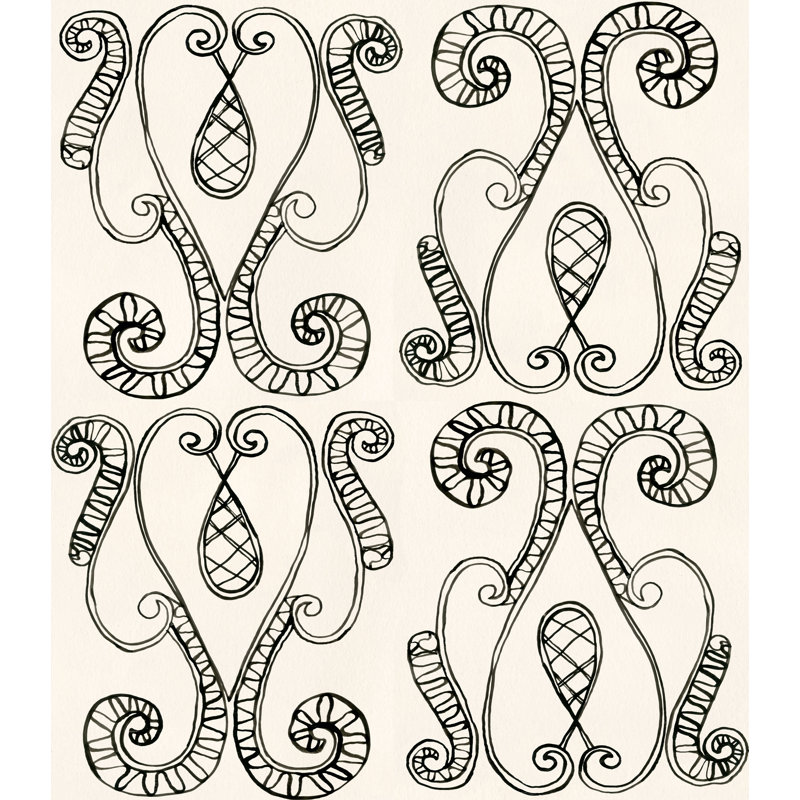 Susan Hable Damask Wallpaper by Susan Hable, Cream/Black