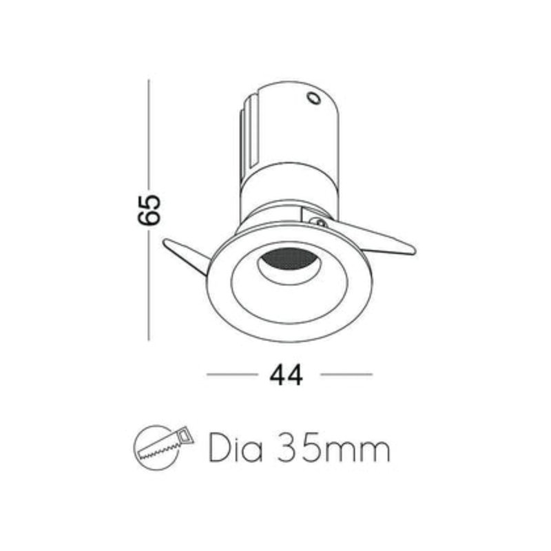 3 Watt LED Chrome Flush Recessed Downlight, Polished Chrome