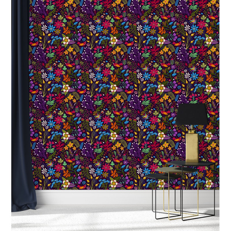 Panneau de papier peint l 10,4 po x l 25 po Brightly Flowers