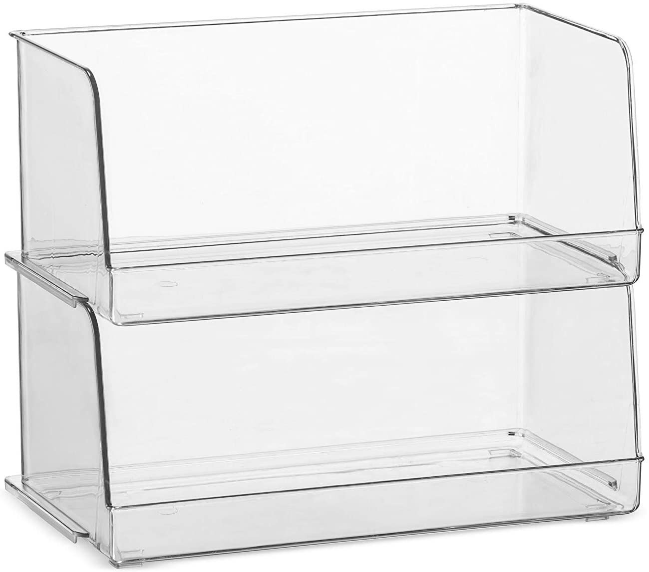 Plastic Open Front Food Storage Bin for Kitchen Cabinet, Pantry, Shelf,  Fridge/Freezer - Organizer for Fruit, Potatoes, Onions, Drinks, Snacks,  Pasta - 5 Tall - 4 Pack - Clear