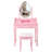 Pink Princess Vanity Desk Set with Mirror & Cushioned Stool,Light Modes,4-Drawer Wooden Makeup Vanity Table for Girls' Bedroom, Dressing Table with Ample Storage-966677779