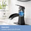 Robinet de salle de bain monocorps à poignée simple et arche basse noir mat avec ensemble de bonde-116142426