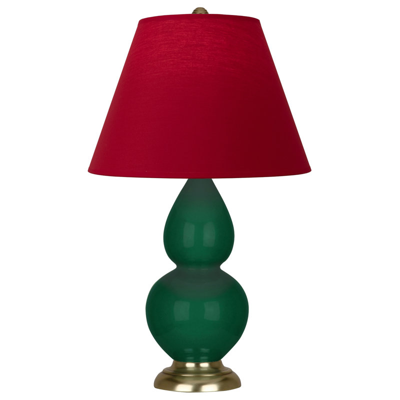 Small Double Gourd Accent Lamp - Sangria, Deep Patina Bronze - Lavender, Plum Shade, Dark Green/Antique Natural Brass