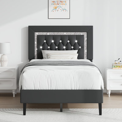 Upholstered Faux Leather Bed