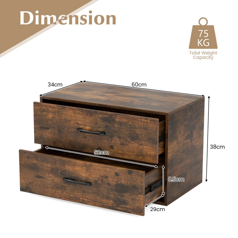 60cm W 2 - Drawer Chest of Drawers