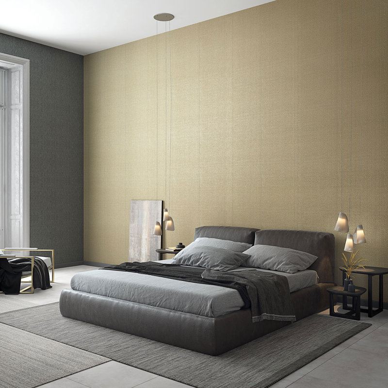 Delahoz 10.05m x 53cm Textured Matte Wallpaper Roll, Gold