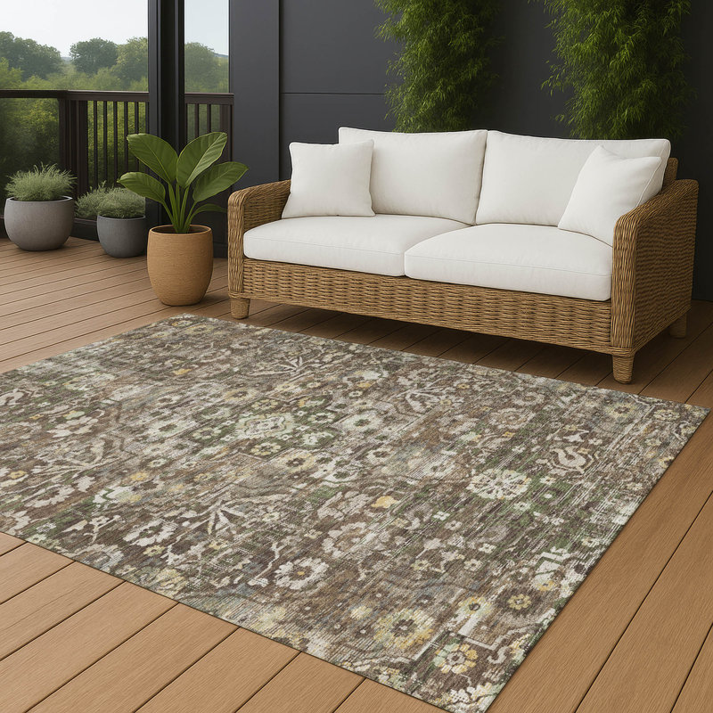 Machine Washable Indoor/Outdoor Chantille ACN2782 Global Rug, Chocolate, 9' x 12'
