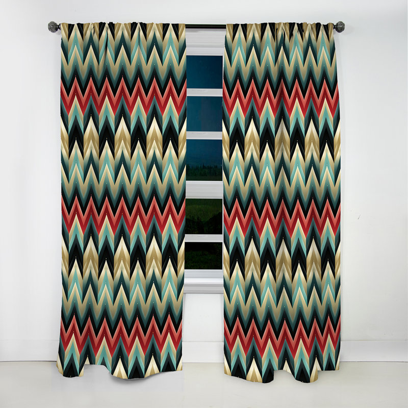 Motif à chevrons multicolores et opulence glamour - Rideau à chevrons - Rideau occultant - 1 panneau, L 52 po x L 108 po