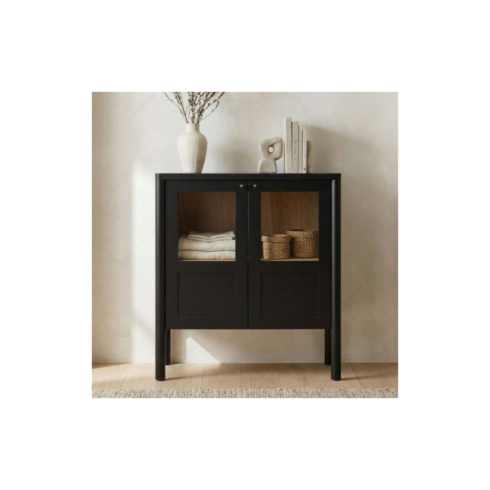 2-Door Storage Cabinet, Black