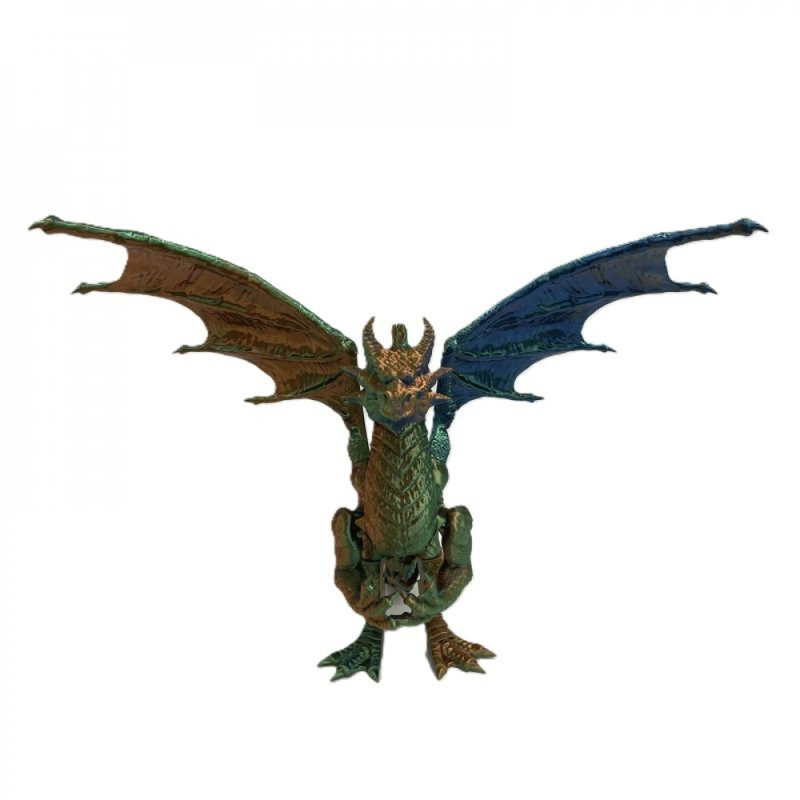 Figurine de dragon ailé imprimée en 3D, H 15 po x l 15 po x P 17 po, Cuivre / bleu / vert