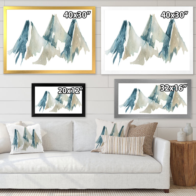 Blue High Mountain Range I - reproduction sur toile, H 12 po x l 20 po, Toile avec cadre de coin noir fermé