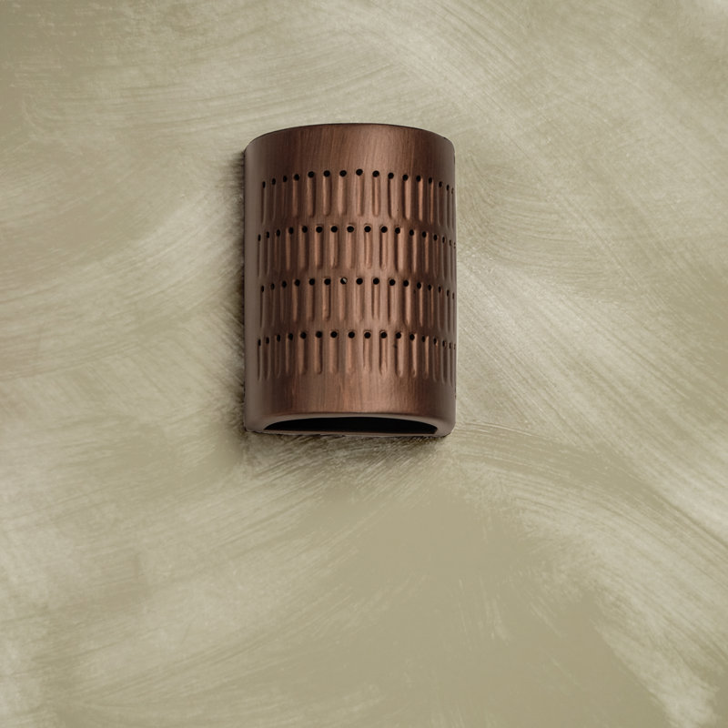 Carely Ceramic Outdoor Wall Light, LED Bulb Included, Rubbed Copper, 8.5" H x 6.5" W x 4.5" D