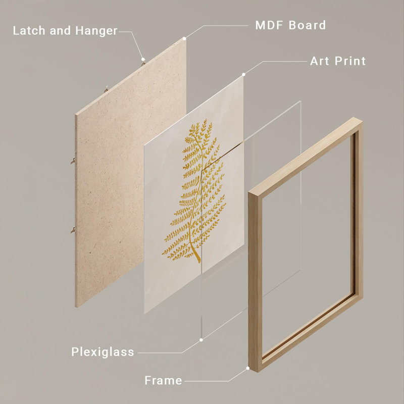 Feuille dorée botanique, tons dorés et blancs, œuvre d'art moderne minimaliste, décoration murale, Or, H 32 po x l 24 po